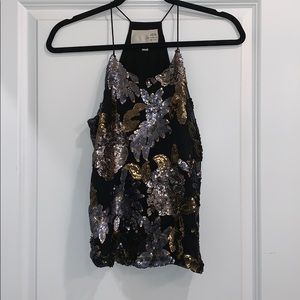 J.O.A. Los Angeles Floral Sequin Luxe Cami (XS)